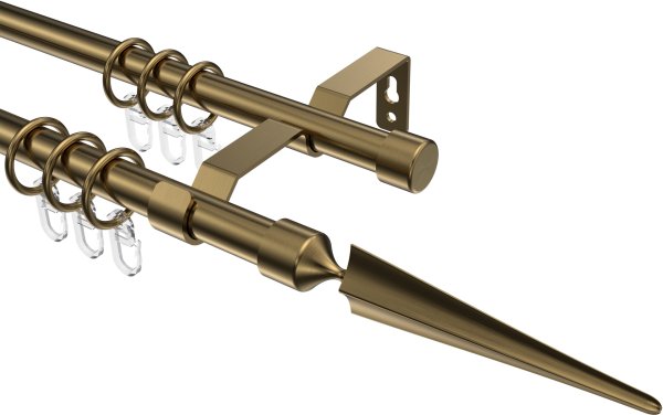 Gardinenstange Metall 16 mm Ø 2-läufig OLYMP - Lorenzo Messing Antik 100 cm