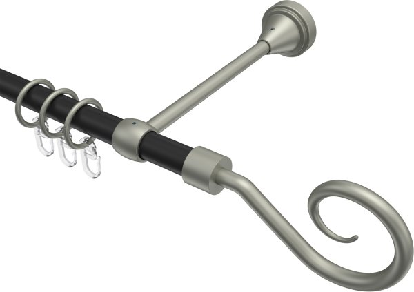 Gardinenstange Metall 16 mm Ø PRIMUS - Allegra Schwarz / Chrom matt 100 cm