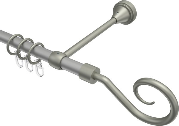 Gardinenstange Metall 16 mm Ø PRIMUS - Allegra Silbergrau / Chrom matt 100 cm