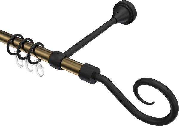 Gardinenstange Metall 16 mm Ø PRIMUS - Allegra Messing Antik / Schwarz 100 cm