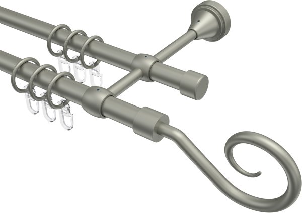 Gardinenstange Metall 16 mm Ø 2-läufig PRIMUS - Allegra Chrom matt 100 cm