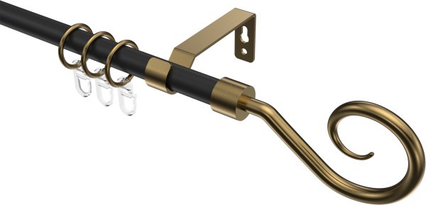 Gardinenstange Metall 16 mm Ø OLYMP - Allegra Schwarz / Messing Antik 100 cm