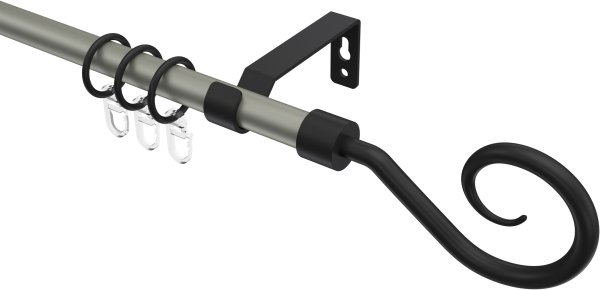 Gardinenstange Metall 16 mm Ø OLYMP - Allegra Chrom matt / Schwarz 100 cm