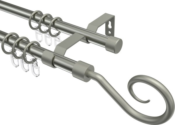 Gardinenstange Metall 16 mm Ø 2-läufig OLYMP - Allegra Edelstahl-Optik / Chrom matt 100 cm