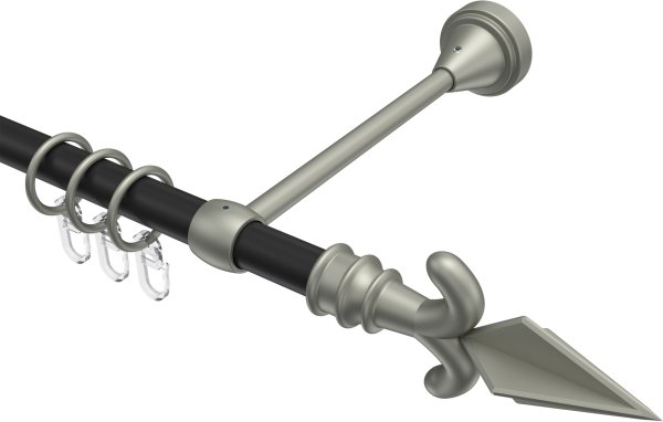 Gardinenstange Metall 16 mm Ø PRIMUS - Matteo Schwarz / Chrom matt 100 cm