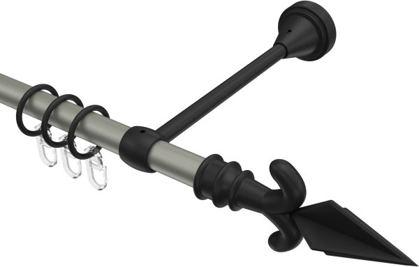 Gardinenstange Metall 16 mm Ø PRIMUS - Matteo Chrom matt / Schwarz 100 cm