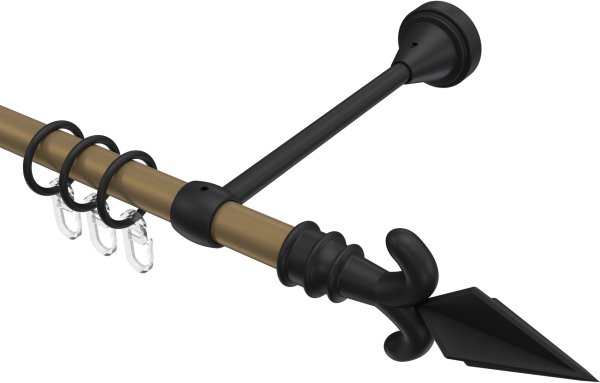 Gardinenstange Metall 16 mm Ø PRIMUS - Matteo Gold matt / Schwarz 100 cm