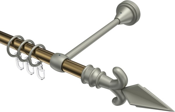 Gardinenstange Metall 16 mm Ø PRIMUS - Matteo Messing Antik / Chrom matt 100 cm