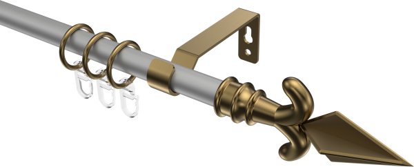 Gardinenstange Metall 16 mm Ø OLYMP - Matteo Silbergrau / Messing Antik 100 cm