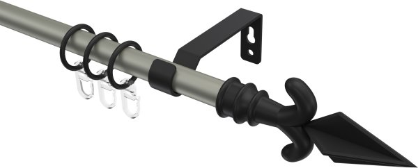 Gardinenstange Metall 16 mm Ø OLYMP - Matteo Chrom matt / Schwarz 100 cm