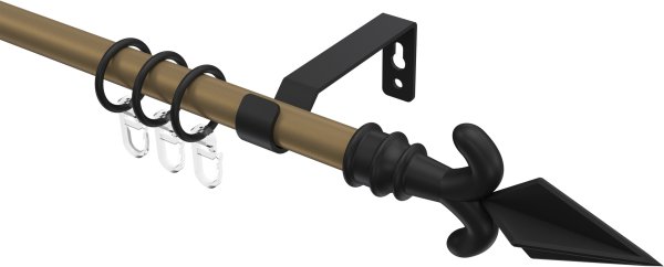 Gardinenstange Metall 16 mm Ø OLYMP - Matteo Gold matt / Schwarz 100 cm