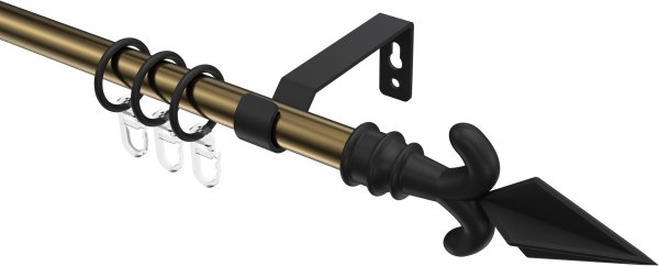 Gardinenstange Metall 16 mm Ø OLYMP - Matteo Messing Antik / Schwarz 100 cm