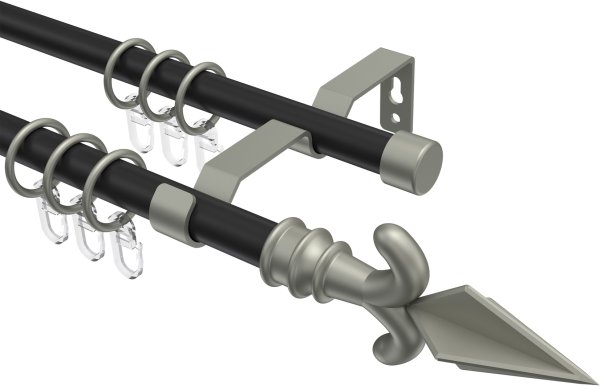 Gardinenstange Metall 16 mm Ø 2-läufig OLYMP - Matteo Schwarz / Chrom matt 100 cm