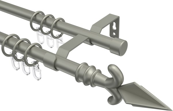 Gardinenstange Metall 16 mm Ø 2-läufig OLYMP - Matteo Chrom matt 100 cm