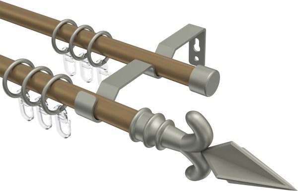 Gardinenstange Metall 16 mm Ø 2-läufig OLYMP - Matteo Gold matt / Chrom matt 100 cm