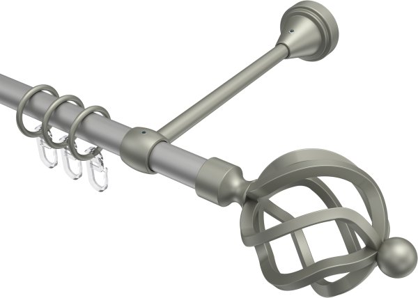 Gardinenstange Metall 16 mm Ø PRIMUS - Paolo Silbergrau / Chrom matt 100 cm