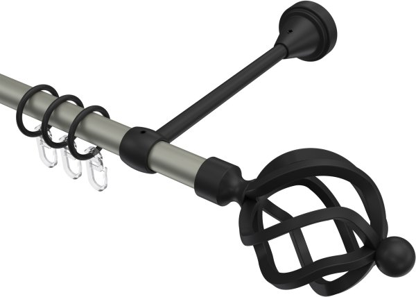 Gardinenstange Metall 16 mm Ø PRIMUS - Paolo Chrom matt / Schwarz 100 cm