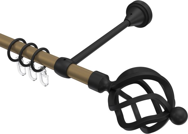 Gardinenstange Metall 16 mm Ø PRIMUS - Paolo Gold matt / Schwarz 100 cm