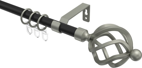 Gardinenstange Metall 16 mm Ø OLYMP - Paolo Schwarz / Chrom matt 100 cm