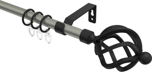 Gardinenstange Metall 16 mm Ø OLYMP - Paolo Chrom matt / Schwarz 100 cm