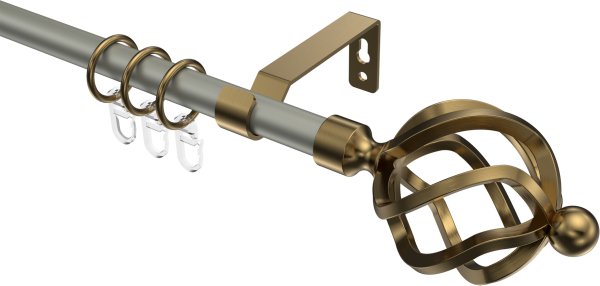 Gardinenstange Metall 16 mm Ø OLYMP - Paolo Chrom matt / Messing Antik 100 cm