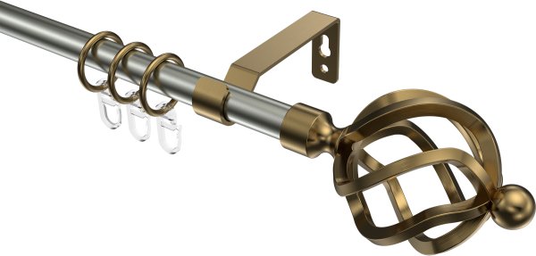 Gardinenstange Metall 16 mm Ø OLYMP - Paolo Edelstahl-Optik / Messing Antik 100 cm