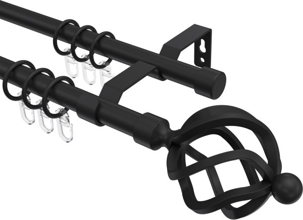 Gardinenstange Metall 16 mm Ø 2-läufig OLYMP - Paolo Schwarz 100 cm