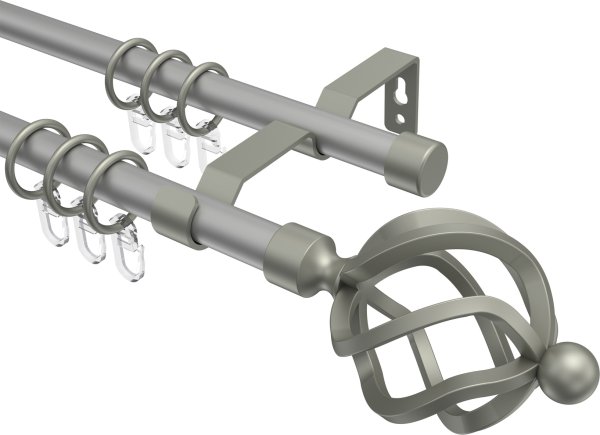 Gardinenstange Metall 16 mm Ø 2-läufig OLYMP - Paolo Silbergrau / Chrom matt 100 cm