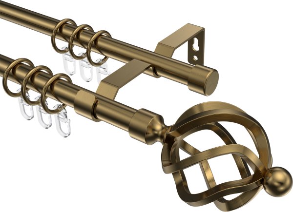 Gardinenstange Metall 16 mm Ø 2-läufig OLYMP - Paolo Messing Antik 100 cm