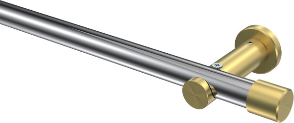 Gardinenstange Metall 20 mm Ø PLATON - Santo Chrom / Messing-Optik (ohne Ringe) 100 cm