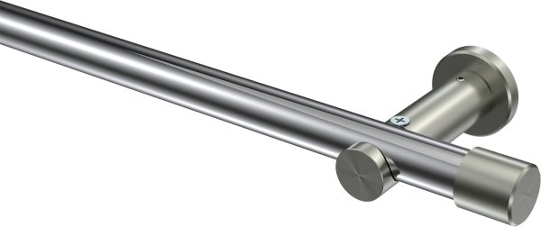 Gardinenstange Metall 20 mm Ø PLATON - Santo Chrom / Edelstahl-Optik (ohne Ringe) 100 cm