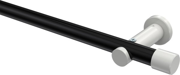 Gardinenstange Metall 20 mm Ø PLATON - Santo Schwarz / Weiß (ohne Ringe) 100 cm