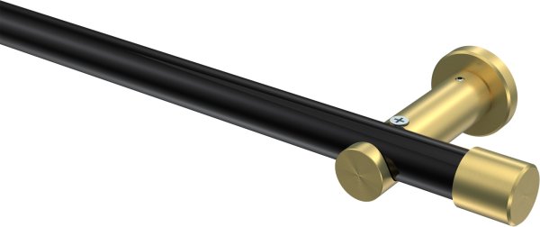 Gardinenstange Metall 20 mm Ø PLATON - Santo Schwarz / Messing-Optik (ohne Ringe) 100 cm
