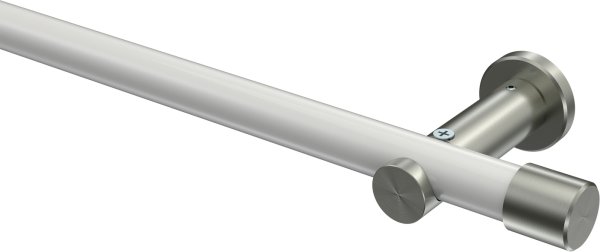 Gardinenstange Metall 20 mm Ø PLATON - Santo Weiß / Edelstahl-Optik (ohne Ringe) 100 cm