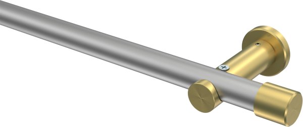 Gardinenstange Metall 20 mm Ø PLATON - Santo Silbergrau / Messing-Optik (ohne Ringe) 100 cm