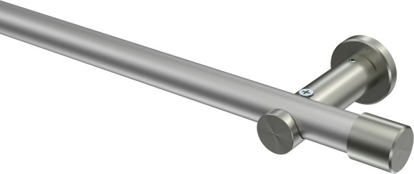 Gardinenstange Metall 20 mm Ø PLATON - Santo Silbergrau / Edelstahl-Optik (ohne Ringe) 100 cm