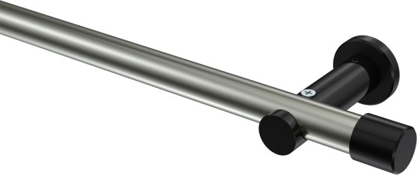 Gardinenstange Metall 20 mm Ø PLATON - Santo Edelstahl-Optik / Schwarz (ohne Ringe) 100 cm