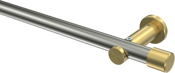 Gardinenstange Edelstahl-Optik / Messing-Optik 20 mm Ø PLATON - Santo (ohne Ringe) 100 cm