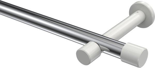 Gardinenstange Metall 20 mm Ø PRESTIGE - Santo Chrom / Weiß (ohne Ringe) 100 cm