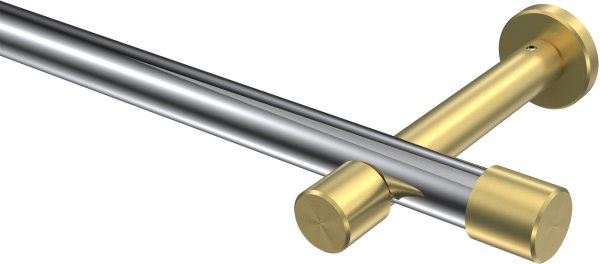Gardinenstange Metall 20 mm Ø PRESTIGE - Santo Chrom / Messing-Optik (ohne Ringe) 100 cm