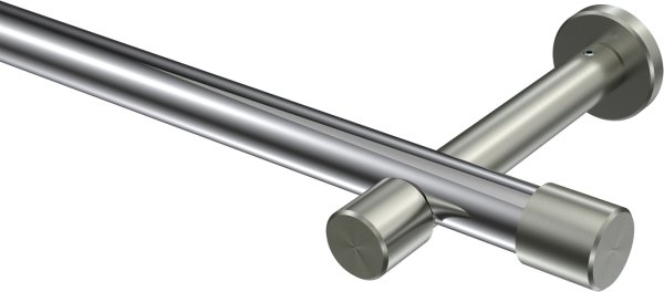Gardinenstange Metall 20 mm Ø PRESTIGE - Santo Chrom / Edelstahl-Optik (ohne Ringe) 100 cm