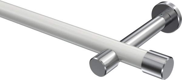 Gardinenstange Metall 20 mm Ø PRESTIGE - Santo Weiß / Chrom (ohne Ringe) 100 cm