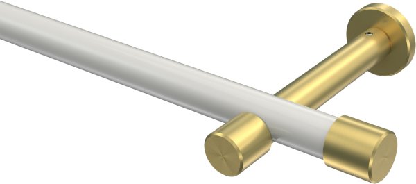 Gardinenstange Metall 20 mm Ø PRESTIGE - Santo Weiß / Messing-Optik (ohne Ringe) 100 cm