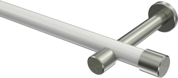 Gardinenstange Metall 20 mm Ø PRESTIGE - Santo Weiß / Edelstahl-Optik (ohne Ringe) 100 cm