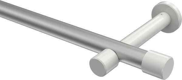Gardinenstange Metall 20 mm Ø PRESTIGE - Santo Silbergrau / Weiß (ohne Ringe) 100 cm