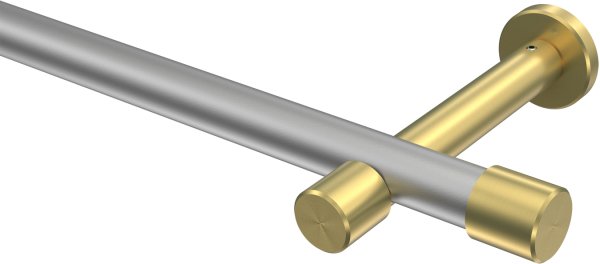 Gardinenstange Metall 20 mm Ø PRESTIGE - Santo Silbergrau / Messing-Optik (ohne Ringe) 100 cm