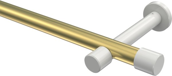 Gardinenstange Metall 20 mm Ø PRESTIGE - Santo Messing-Optik / Weiß (ohne Ringe) 100 cm