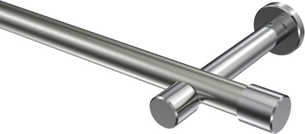 Gardinenstange Metall 20 mm Ø PRESTIGE - Santo Edelstahl-Optik / Chrom (ohne Ringe) 100 cm
