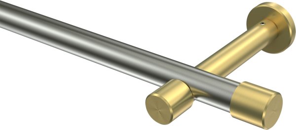 Gardinenstange Edelstahl-Optik / Messing-Optik 20 mm Ø PRESTIGE - Santo (ohne Ringe) 100 cm