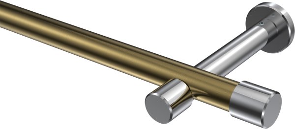 Gardinenstange Metall 20 mm Ø PRESTIGE - Santo Messing Antik / Chrom (ohne Ringe) 100 cm